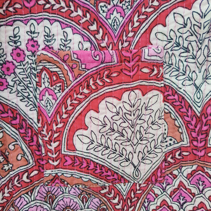 Lightweight Cotton Abstract Print Floral Pink Quilted Short Jacket Women Biker Jacket Perfect for Winter wear