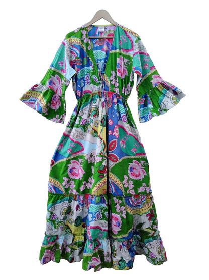 Indian Cotton Israel Print Maxi beach Cover up Summer Hippie Party Wear Dress - Handicraft Trend