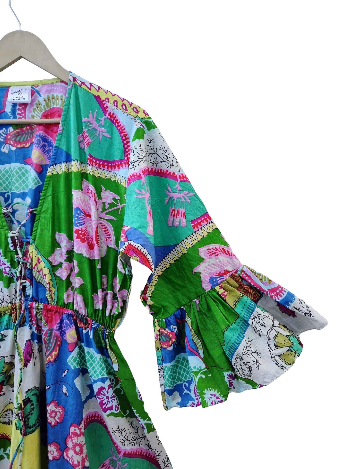 Indian Cotton Israel Print Maxi beach Cover up Summer Hippie Party Wear Dress - Handicraft Trend