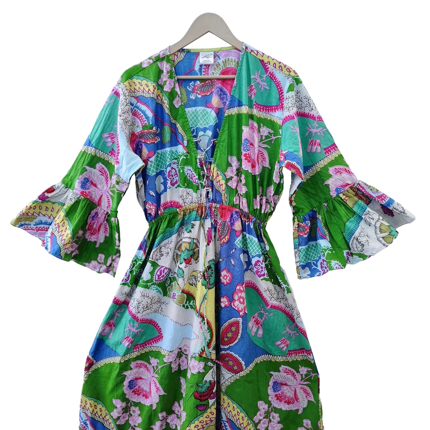 Indian Cotton Israel Print Maxi beach Cover up Summer Hippie Party Wear Dress - Handicraft Trend
