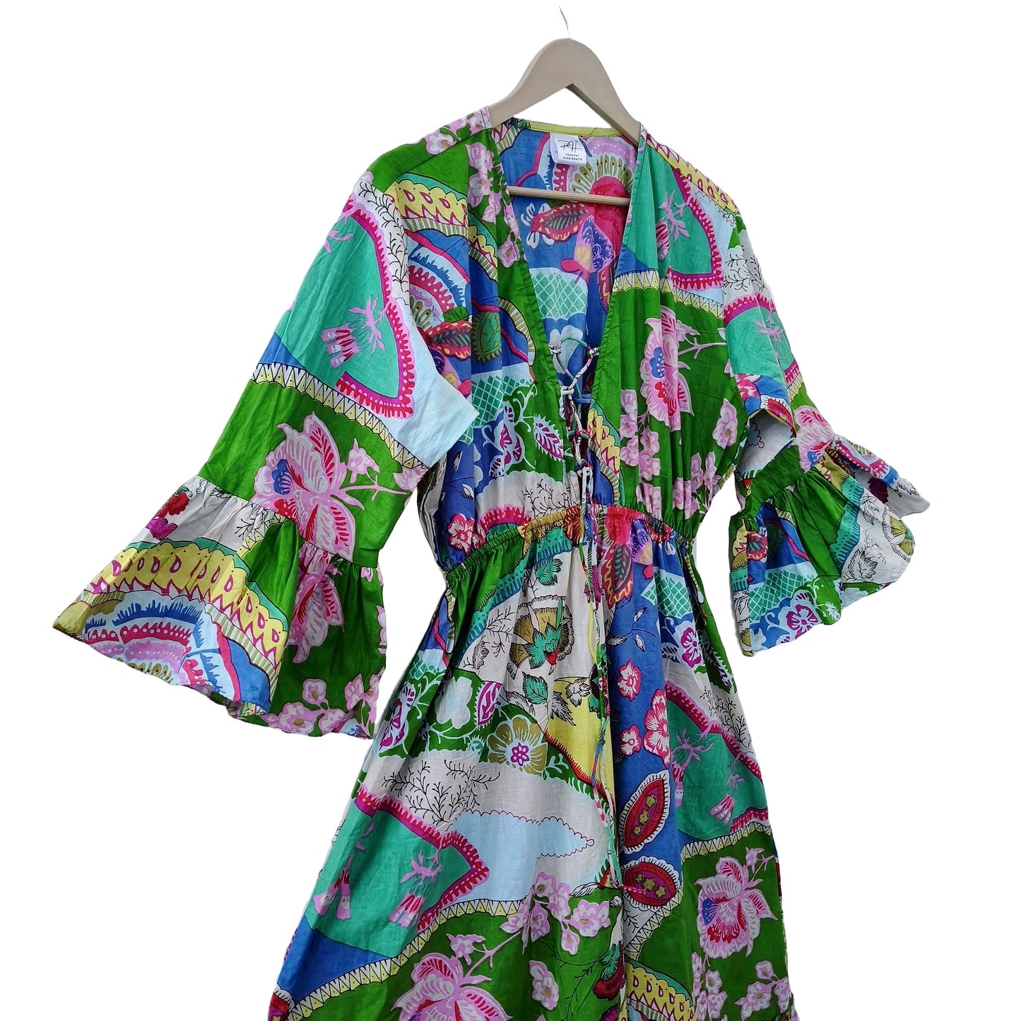 Indian Cotton Israel Print Maxi beach Cover up Summer Hippie Party Wear Dress - Handicraft Trend