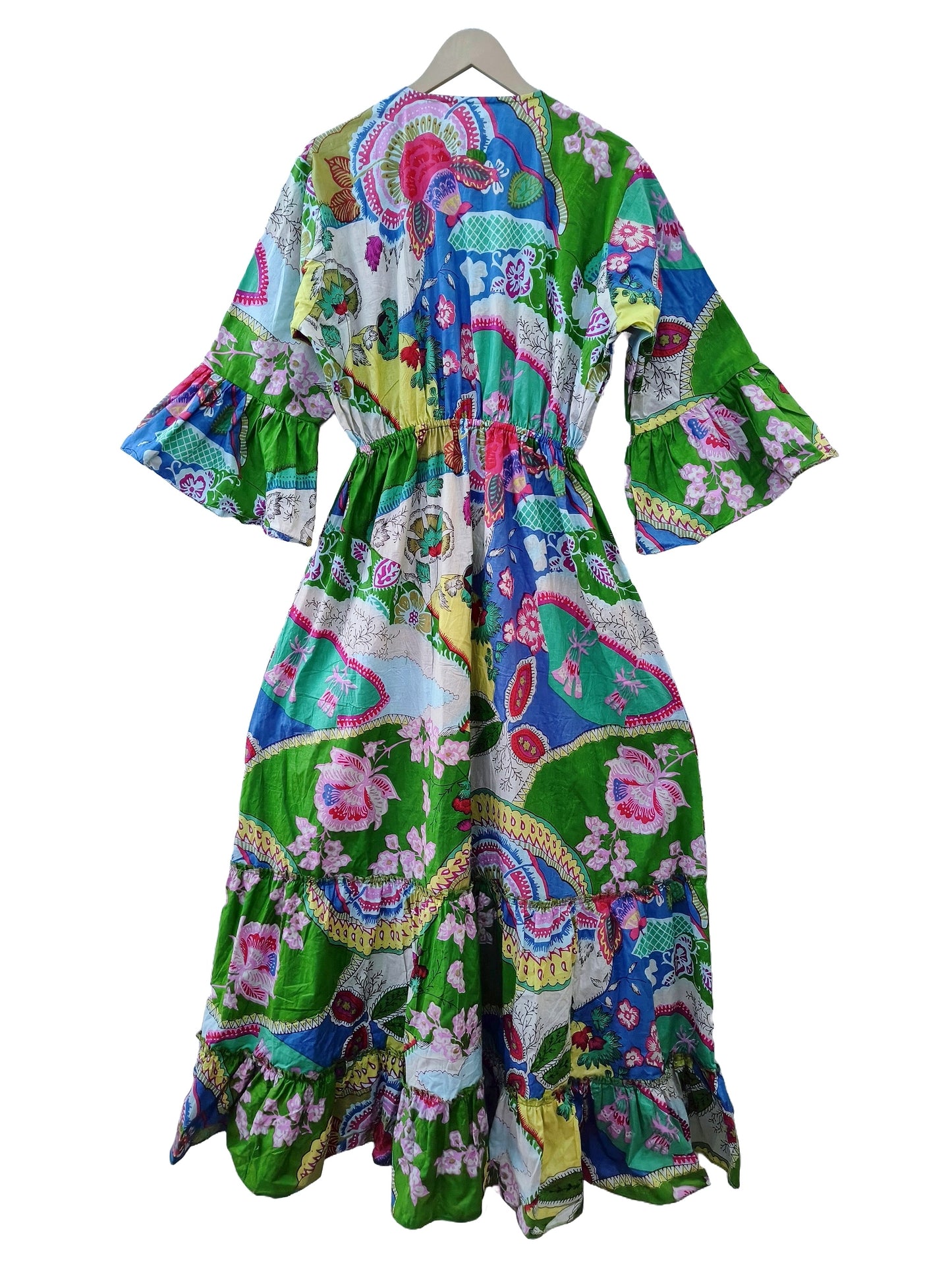 Indian Cotton Israel Print Maxi beach Cover up Summer Hippie Party Wear Dress - Handicraft Trend