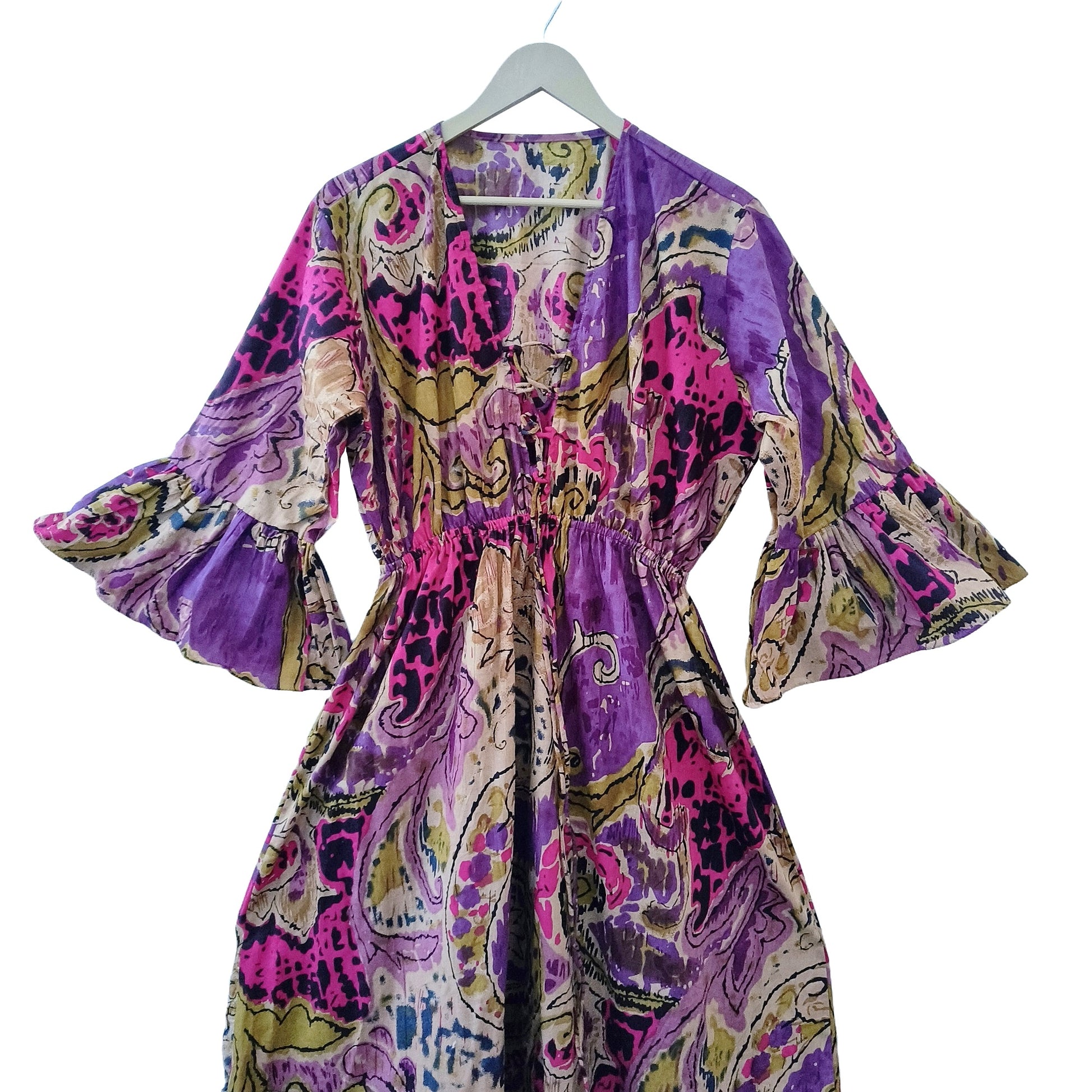 Indian Cotton Cardigan Women Maxi beach Cover up Hippie Summer Party Wear Dress - Handicraft Trend