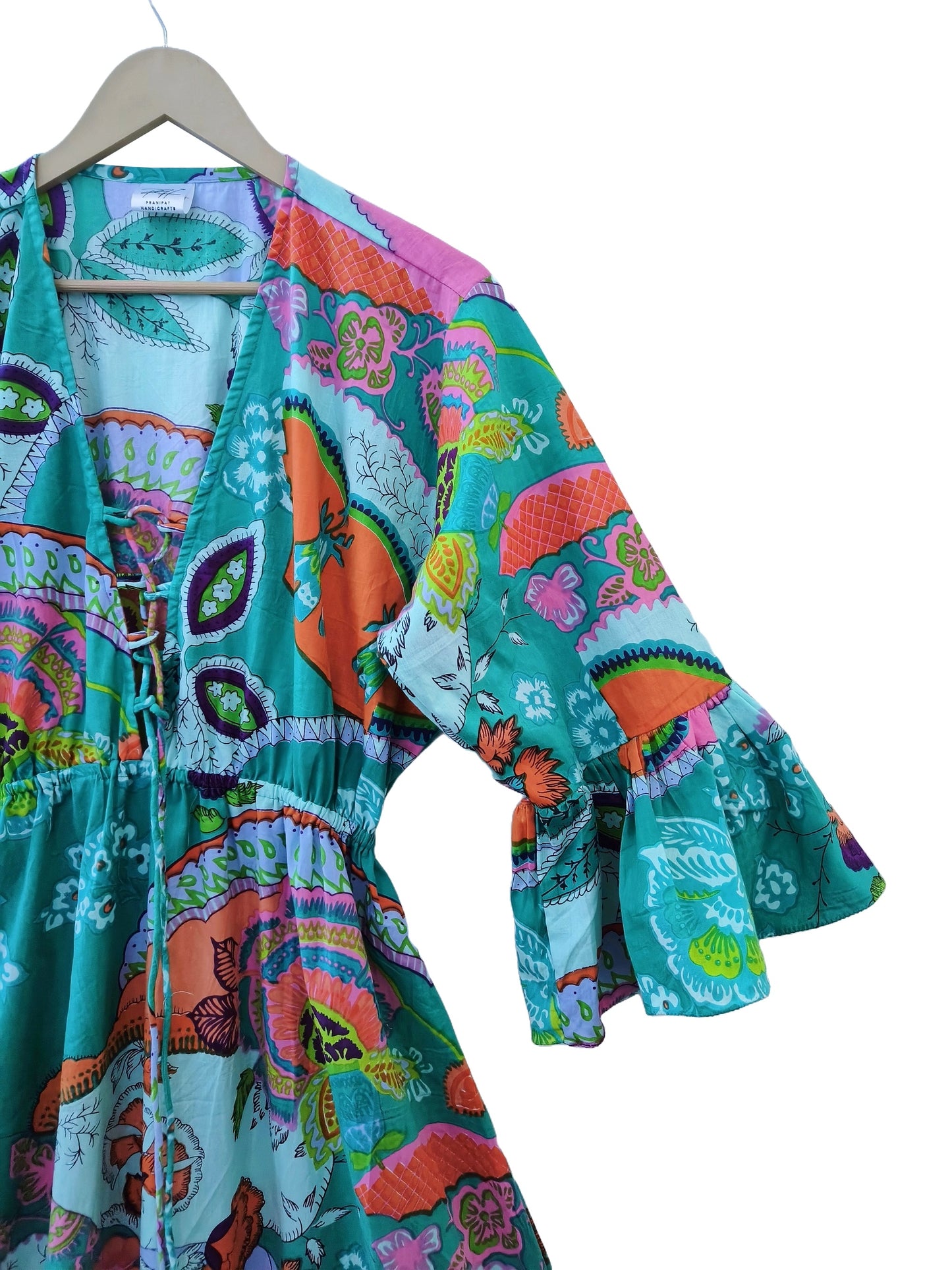 Indian Cotton Israel Print Maxi beach Cover up Hippie Summer Party Wear Dress - Handicraft Trend