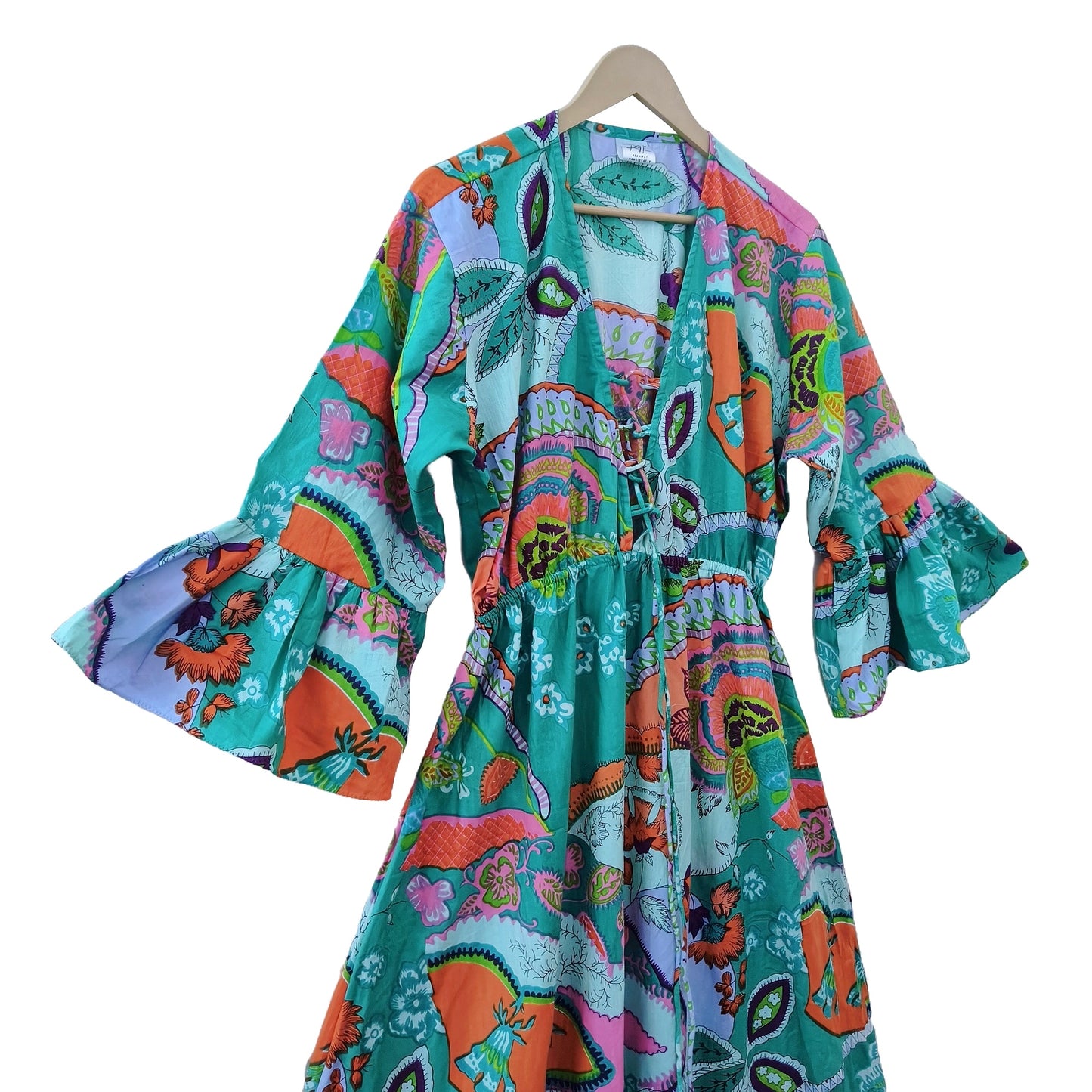 Indian Cotton Israel Print Maxi beach Cover up Hippie Summer Party Wear Dress - Handicraft Trend