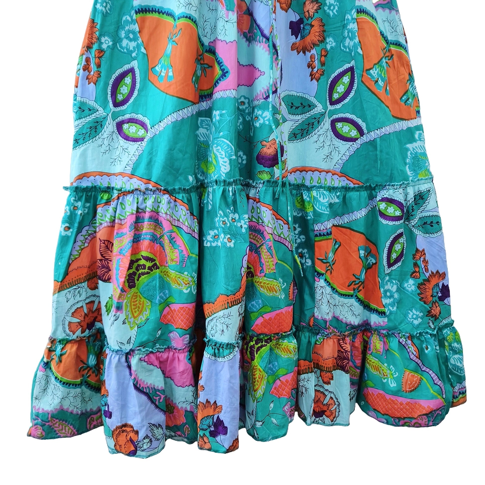 Indian Cotton Israel Print Maxi beach Cover up Hippie Summer Party Wear Dress - Handicraft Trend