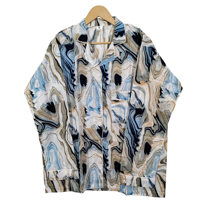 Women Abstract Summer Sleepwear Gypsy Cotton Blue Night wear Top-Pajama set