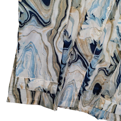 Women Abstract Summer Sleepwear Gypsy Cotton Blue Night wear Top-Pajama set