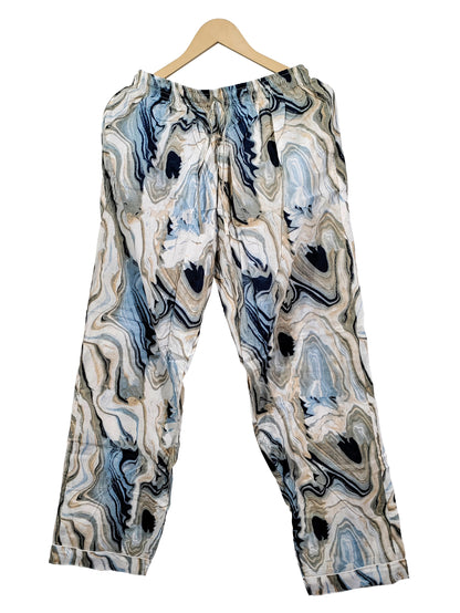 Women Abstract Summer Sleepwear Gypsy Cotton Blue Night wear Top-Pajama set