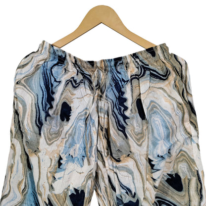 Women Abstract Summer Sleepwear Gypsy Cotton Blue Night wear Top-Pajama set