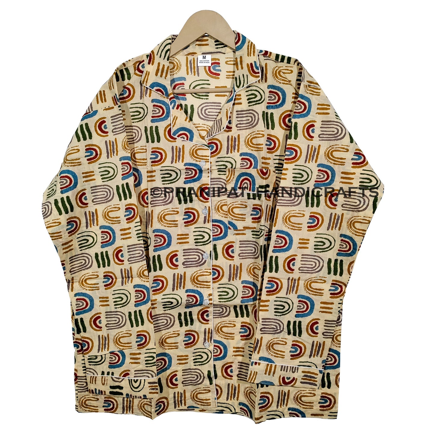 Women Floral Stripe Summer Sleepwear Gypsy Cotton Gray Night wear Top-Pajama set - Handicraft Trend