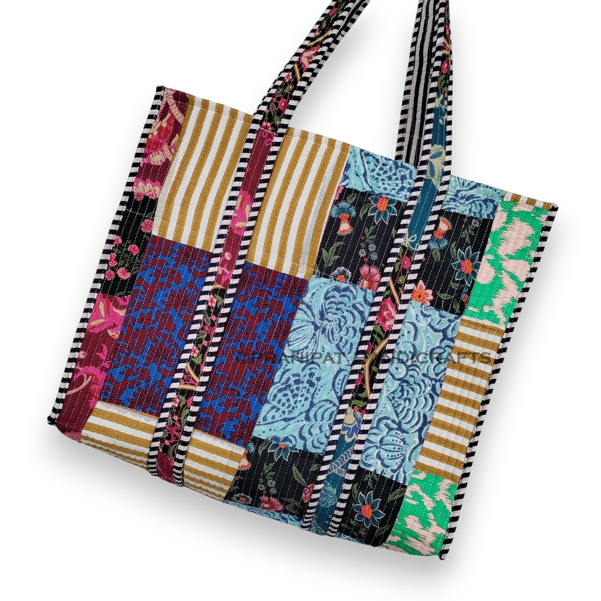 Women Cotton Quilted Bag Shoulder Beach Travel Tote Bag - Handicraft Trend