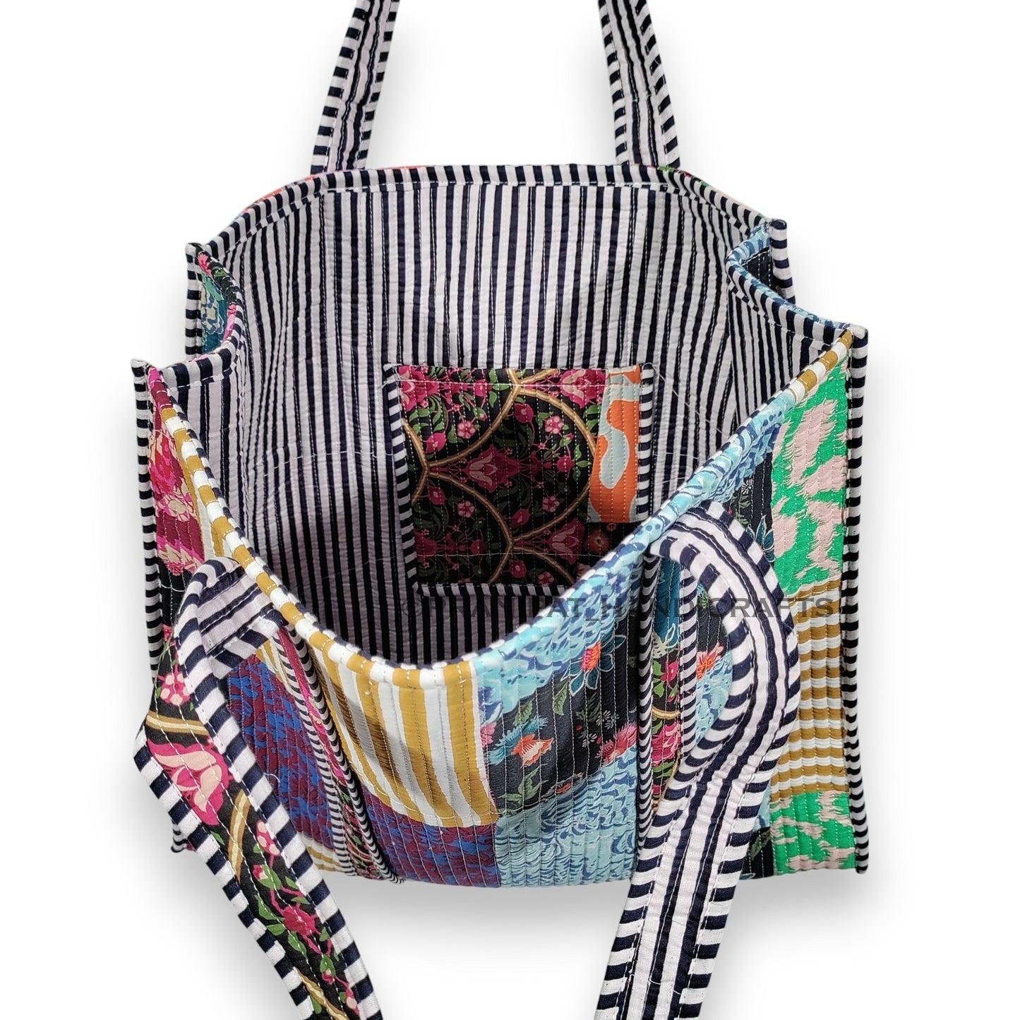 Women Cotton Quilted Bag Shoulder Beach Travel Tote Bag - Handicraft Trend