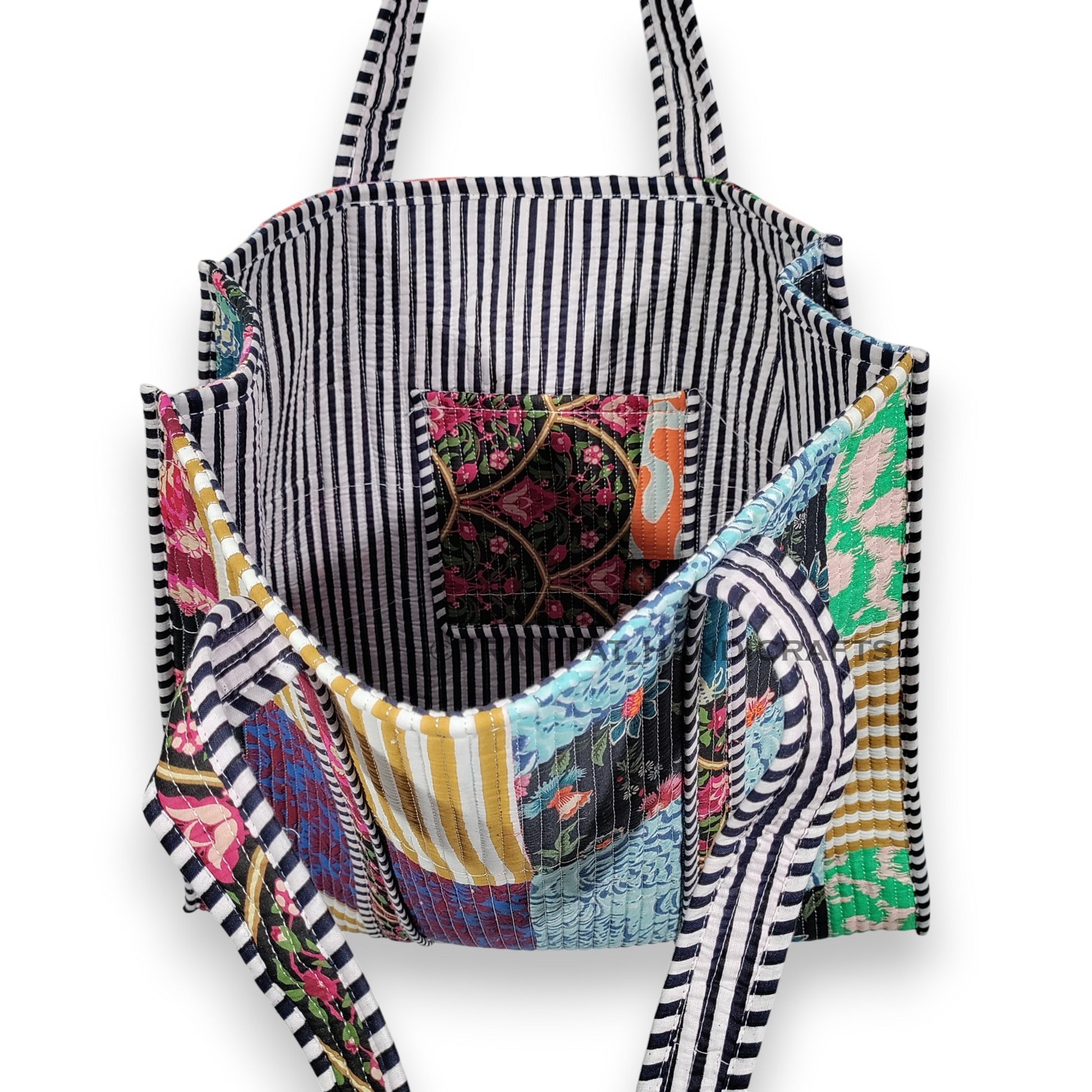 Women Cotton Quilted Bag Shoulder Beach Travel Tote Bag - Handicraft Trend