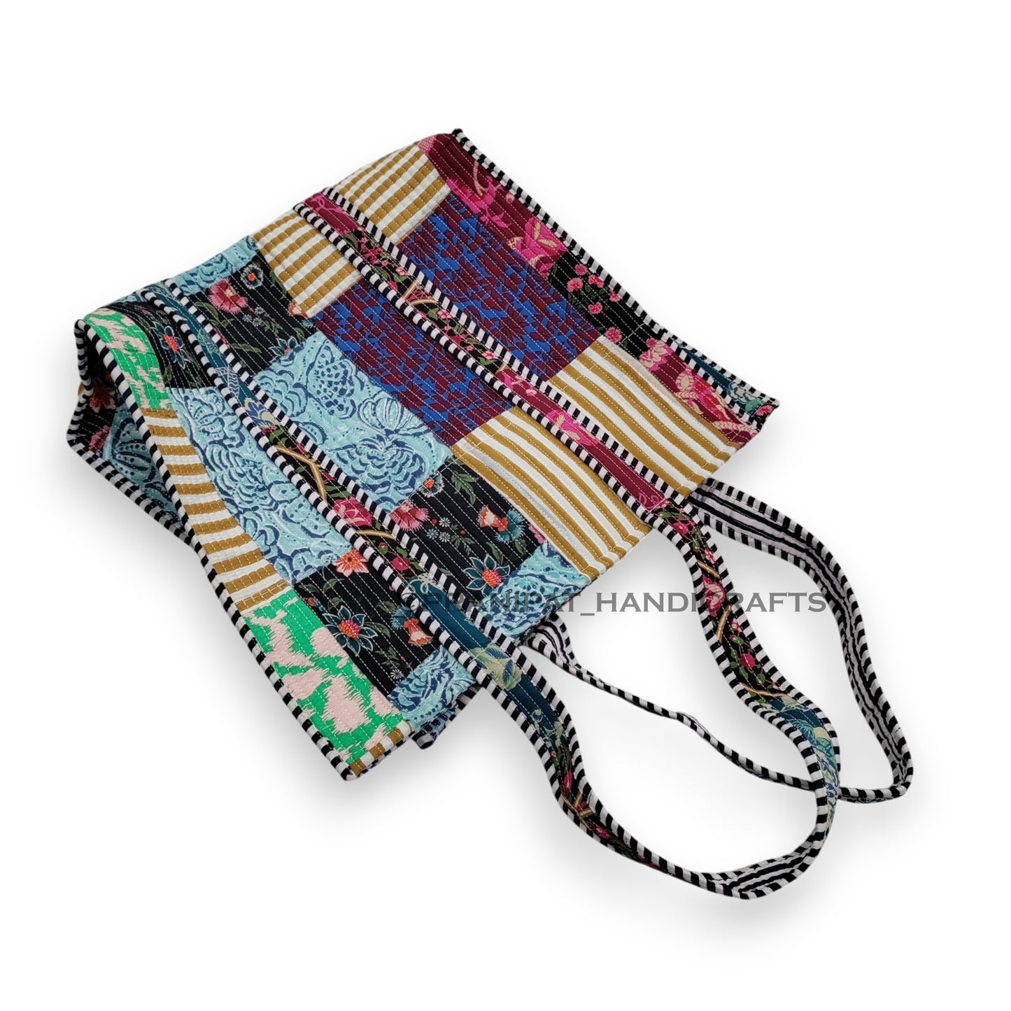 Women Cotton Quilted Bag Shoulder Beach Travel Tote Bag - Handicraft Trend