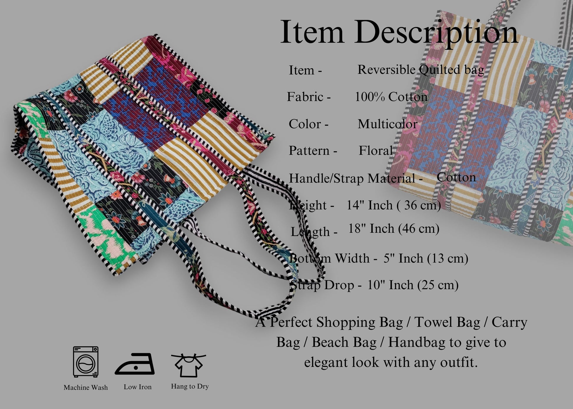 Women Cotton White Multi Beach Quilted Bag Shoulder Travel Tote Bag - Handicraft Trend