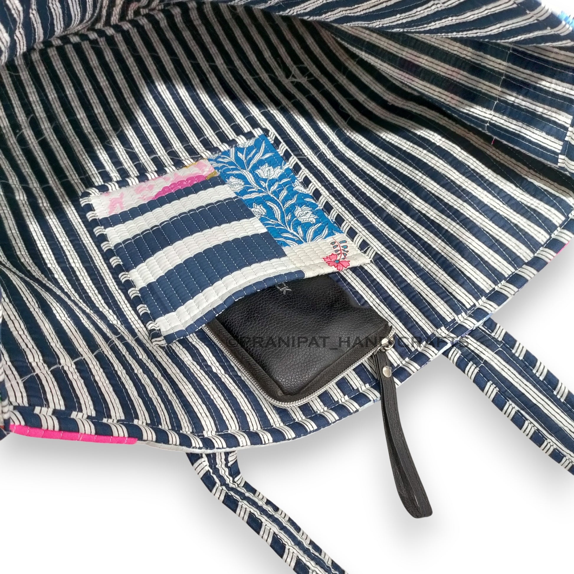 Women Cotton White Multi Beach Quilted Bag Shoulder Travel Tote Bag - Handicraft Trend